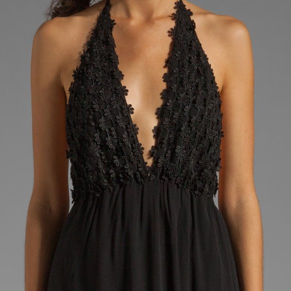 For Love and Lemons Camilla Black Halter Open Back Maxi Dress Size XS - Picture 4 of 9